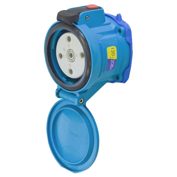 Pin & Sleeve Receptacle, 60 A, 120/208V AC, Three Phase, 3 Pole, Blue, NEMA 4X